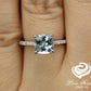 14k White Gold Diamond Ring Engagement Ring 7mm/1.20 Carats Cushion Cut Dark Blue Aquamarine Diamond Anniversary Ring