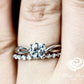 Round Engagement Ring Set 14k White Gold, Simple Wedding Set, Moissanite Engagement Ring, Forever One Moissanite Ring, Diamond Wedding Set
