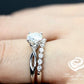 Round Engagement Ring Set 14k White Gold, Simple Wedding Set, Moissanite Engagement Ring, Forever One Moissanite Ring, Diamond Wedding Set