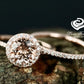 Morganite Bridal Set In 14K Rose Gold, Morganite Round Engagement Ring, Round Diamond Halo Set, Morganite Engagement Ring, Diamond Matching Band