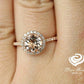 Morganite Bridal Set In 14K Rose Gold, Morganite Round Engagement Ring, Round Diamond Halo Set, Morganite Engagement Ring, Diamond Matching Band