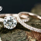 1.25 CT Round Cut Bridal Set in 14k Rose Gold Wedding Set, Rose Gold Moissanite Engagement Set, Forever One Moissanite, Diamond Ring Set