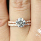 1.25 CT Round Cut Bridal Set in 14k Rose Gold Wedding Set, Rose Gold Moissanite Engagement Set, Forever One Moissanite, Diamond Ring Set