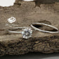 Round Engagement Ring Set In 14k White Gold, Simple Moissanite Wedding Set, Round Forever One Moissanite Engagement Ring, Wedding Set