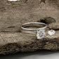 Round Engagement Ring Set In 14k White Gold, Simple Moissanite Wedding Set, Round Forever One Moissanite Engagement Ring, Wedding Set