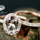 Oval Morganite Engagement Ring in 14k Rose Gold, Oval Cut Morganite Bridal Set, Rose Gold Morganite Ring, Oval Wedding Set, Diamond Ring Set