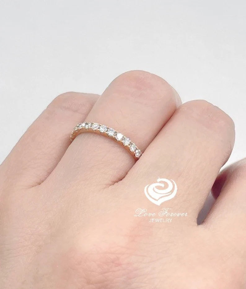 Rose Gold Eternity Band in 14k, Diamond Band, Full Eternity Diamond Wedding Band, Diamond Stackable Band