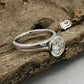 Forever One Round Engagement Ring Set In Solid 14k White Gold, Round Cut Bridal Set, Simple Wedding Set, Bezel Set Moissanite Ring