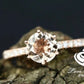 Morganite Engagement Ring Set In 14K Rose Gold, Morganite Round Engagement Ring, Rose Gold Morganite Bridal Set