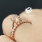 Rose Gold Morganite Round Wedding Set, Round Morganite Engagement Ring, Morganite Wedding Set, 6mm Morganite Engagement Ring Set