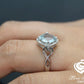 14k White Gold Engagement Ring Diamond Ring 8mm/1.74 Carats Cushion Cut Aquamarine Halo Diamond Anniversary Ring Promise Ring