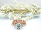 Bridal Set 14k Rose Gold 2 CT Round Aqua Blue Moissanite Engagement Ring, Diamond Eternity Band, Round Cut Moissanite Wedding Set
