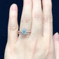 Bridal Set 14k Rose Gold 2 CT Round Aqua Blue Moissanite Engagement Ring, Diamond Eternity Band, Round Cut Moissanite Wedding Set