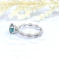 Cushion Cut Green Moissanite Engagement Ring, Hidden Halo Diamond Engagement Ring, 14k White Gold Diamond Ring, Anniversary Ring