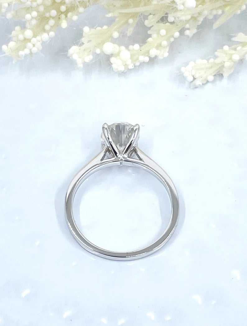 2.0 CT Forever One Oval Moissanite Engagement Ring, Oval Cut Engagement Ring, Thin Band Oval Ring