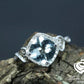 14k White Gold Engagement Ring Diamond Ring 8mm/1.74 Carats Cushion Cut Aquamarine Halo Diamond Anniversary Ring Promise Ring