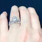 Oval Bridal Set in 14k White Gold, Oval Cut Engagement Ring Set, Moissanite Oval Wedding Set, Forever One Moissanite Oval Cut Ring Set
