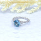 14k White Gold Diamond Ring Engagement Ring 8mm/1.85 Carats Round Cut Dark Blue Aquamarine Diamond Anniversary Ring