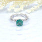 Cushion Cut Green Moissanite Engagement Ring, Hidden Halo Diamond Engagement Ring, 14k White Gold Diamond Ring, Anniversary Ring