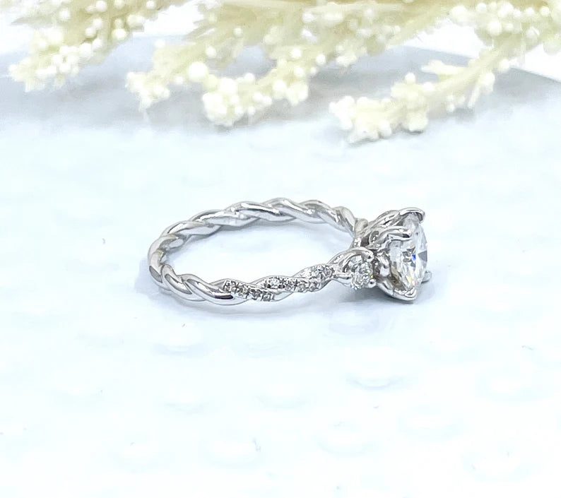 1.25 CT Round Cut Engagement Ring 14k White Gold, Moissanite Engagement Ring, Diamond Wedding Ring, Anniversary Ring