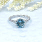 14k White Gold Diamond Ring Engagement Ring 8mm/1.85 Carats Round Cut Dark Blue Aquamarine Diamond Anniversary Ring