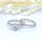 14k White Gold Bridal set, Forever One Round Cut Moissanite Engagement Ring, Diamond Eternity Wedding Band