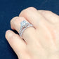 14k White Gold Bridal set, Forever One Round Cut Moissanite Engagement Ring, Diamond Eternity Wedding Band