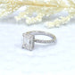 Emerald Engagement Ring 14k White Gold, Hidden Halo Diamond Solitaire Ring, Forever One Emerald Cut Engagement Ring, Anniversary Ring