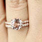 Morganite Engagement Ring Set In 14K Rose Gold, Morganite Round Engagement Ring, Rose Gold Morganite Bridal Set, Morganite Ring Diamond Set