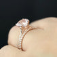 Morganite Engagement Ring Set In 14K Rose Gold, Morganite Round Engagement Ring, Rose Gold Morganite Bridal Set, Morganite Ring Diamond Set