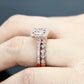 Morganite Bridal Set In 14K Rose Gold, Morganite Cushion Engagement Ring, Cushion Diamond Halo Ring