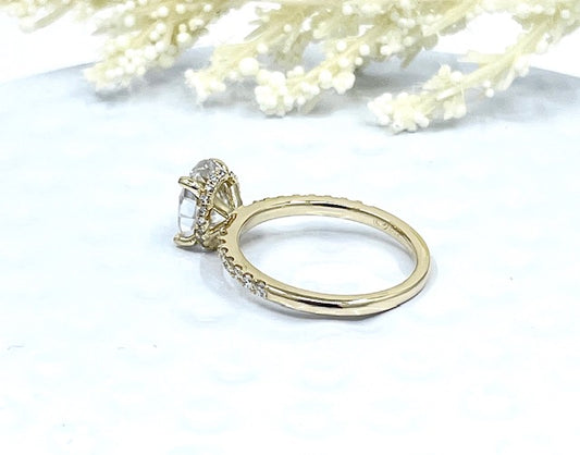 2ct Engagement Ring 14k Yellow Gold Diamond Ring Certified 9x7mm Oval Cut Forever One D-F Color Moissanite Ring Hidden Diamond Halo Ring