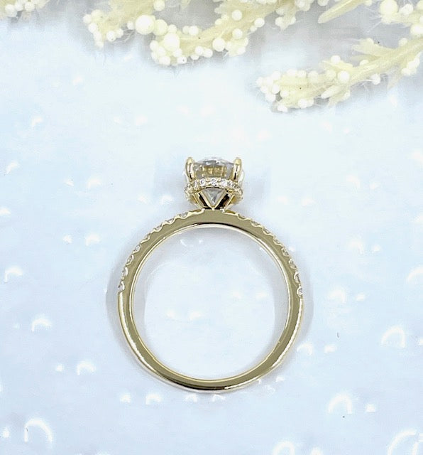 2ct Engagement Ring 14k Yellow Gold Diamond Ring Certified 9x7mm Oval Cut Forever One D-F Color Moissanite Ring Hidden Diamond Halo Ring