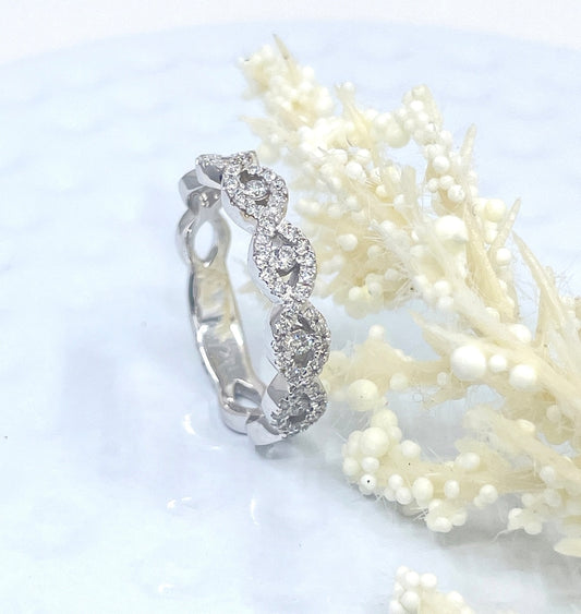 14k White Gold Diamond Ring Diamond Band 0.50 Carats Half Eternity Diamond Wedding Band Anniversary Ring